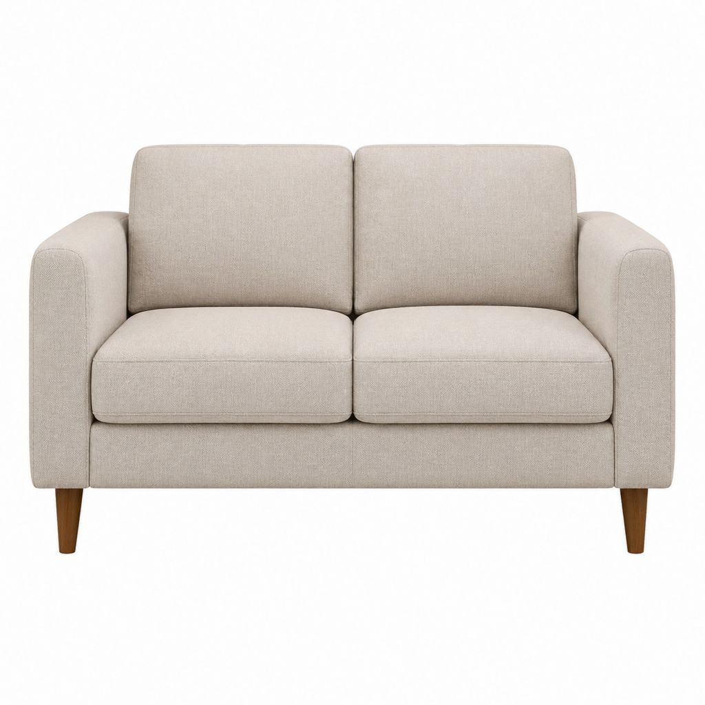 Canapé 2 places beige en polyester forme droite 136 x 80 x 85 cm