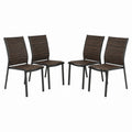 Lot de 4 chaises de jardin marron en polyrotin et acier 54 x 60 x 91 cm