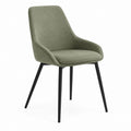 Chaise de salle à manger avec accoudoirs vert olive en polyester et acier 58 x 61 x 83 cm
