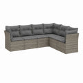 Canapé de jardin d'angle 5 places gris en résine tressée PE et polyester 250 x 190 x 65 cm