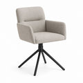 Chaise de salle à manger pivotante beige en polyester avec accoudoirs et piètement en acier 60 x 62 x 84 cm