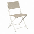 Chaise de jardin pliante beige en acier et polyester enduit PVC 46 x 55 x 80 cm