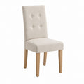 Chaise de salle à manger beige en polyester et bois massif avec dossier capitonné 48 x 58 x 100 cm