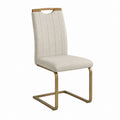 Chaise de salle à manger beige en polyester avec piètement en acier doré 45 x 60 x 100 cm
