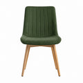 Chaise de salle à manger verte en velours de polyester à dossier arrondi 84 x 48 x 55 cm