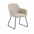 Chaise de salle à manger avec accoudoirs beige en polyester et acier 60 x 60 x 84 cm
