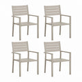 Lot de 4 chaises de jardin avec accoudoirs beige en aluminium 55 x 57 x 84 cm