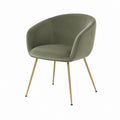 Chaise de salle à manger avec accoudoirs vert olive en velours polyester et acier 58 x 57 x 80 cm