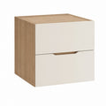 Table de chevet à 2 tiroirs beige et chêne en panneaux MDF rectangulaire 40 x 35 x 50 cm