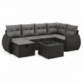 Salon de jardin d'angle 5 places avec table basse gris anthracite en résine tressée PE 240 x 180 x 75 cm