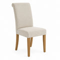 Chaise de salle à manger beige en polyester avec pieds en hévéa massif 46 x 60 x 100 cm