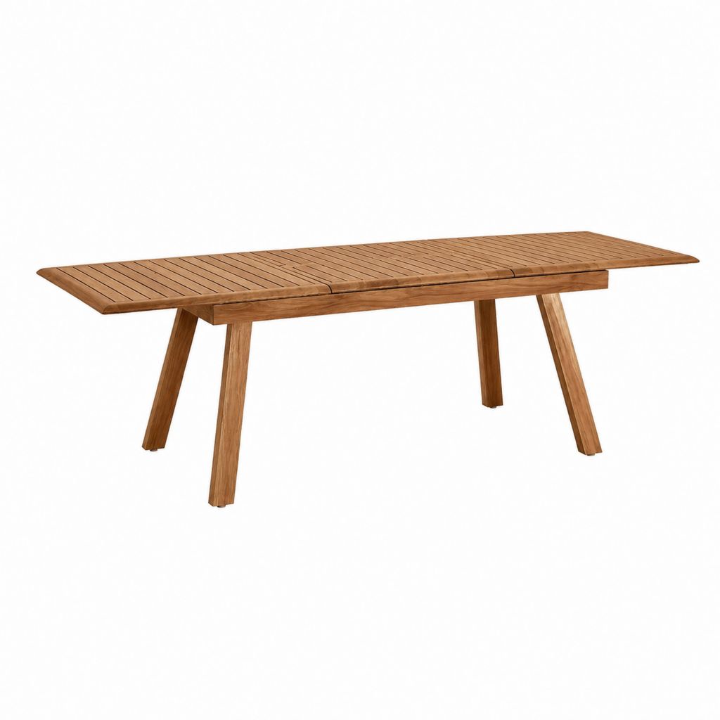 Table de jardin extensible en teck massif naturel rectangulaire 180-240 x 100 x 75 cm