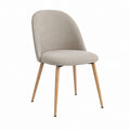 Chaise de salle à manger beige en polyester à dossier arrondi pieds en hêtre massif 83 x 47 x 56 cm