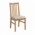 Chaise de salle à manger en chêne massif naturel avec assise rectangulaire rembourrée beige 45 x 55 x 100 cm